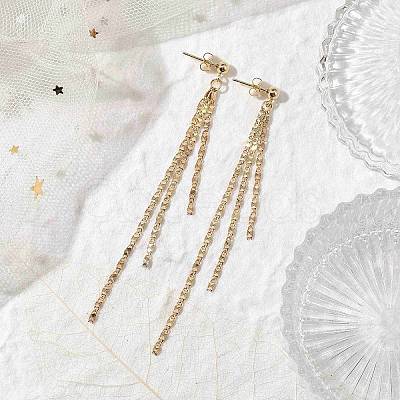 Brass Tassel Chain Drop Earrings for Women EJEW-JE05745-1