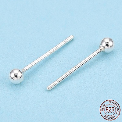 925 Sterling Silver Round Ball Stud Earrings STER-T005-01B-1