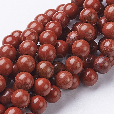 Natural Red Jasper Round Beads Strands GSR10mmC011-1