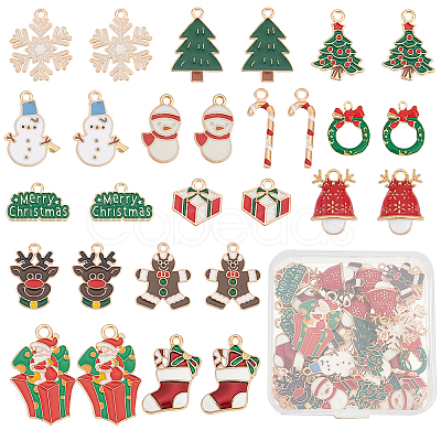 SUNNYCLUE 56Pcs 14 Style Christmas Style Alloy Enamel Pendants ENAM-SC0003-73-1