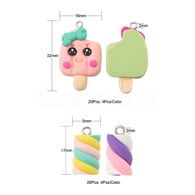 40Pcs 10 Style Handmade Polymer Clay Charms CLAY-LS0001-13-1