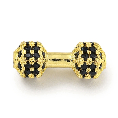 Brass Micro Pave Black Cubic Zirconia Beads KK-G493-34A-G01-1