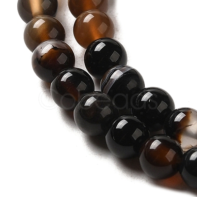 Dyed Black Agate Round Bead Strands G-P070-22-4mm-1