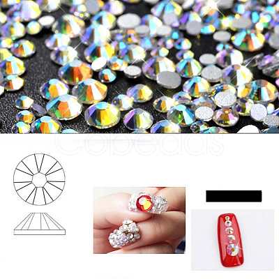 Glass AB Colour Flat Back Rhinestone Nail Art Decoration Accessories MRMJ-P002-12-A-1