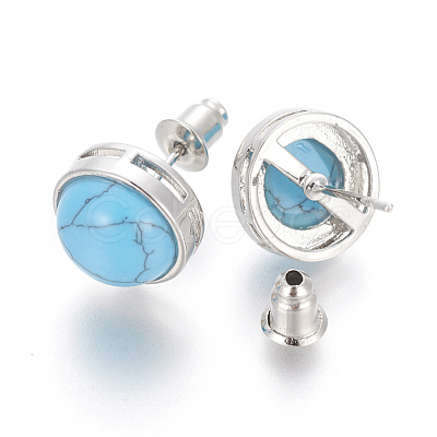 Natural & Synthetic Gemstone Stud Earrings EJEW-F162-H-1