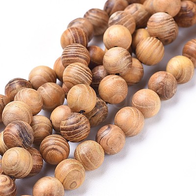 Natural Wood Beads Strands WOOD-F008-05-B-1