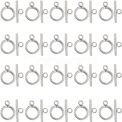 SUNNYCLUE 40Pcs 304 Stainless Steel Ring Toggle Clasps STAS-SC0007-42B-1