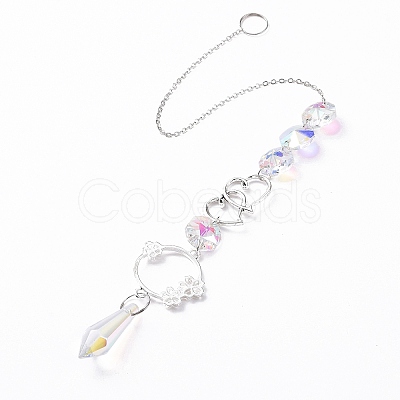 AB Color Plated Crystal Bullet Big Pendant Decorations HJEW-G019-03F-1