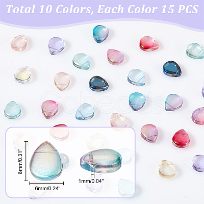 HOBBIESAY 150Pcs 10 Colors Transparent Spray Painted Glass Beads GLAA-HY0001-15-1