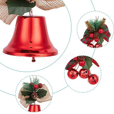 Gorgecraft 2Pcs 2 Styles Christmas Bell Pendant Decorations HJEW-GF0001-35-1