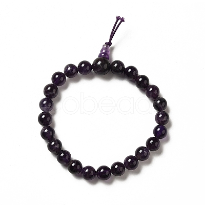 Natural Amethyst Gourd Beaded Stretch Bracelet for Women G-G997-G03-1