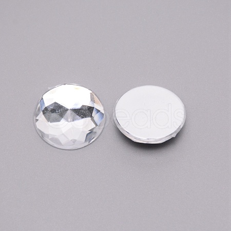 Acrylic Faceted Cabochons OACR-WH0025-15-1