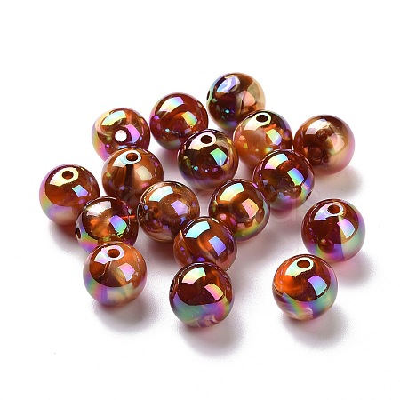 UV Plating Rainbow Iridescent Acrylic Beads PACR-H003-25-1