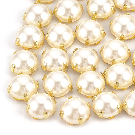 ABS Plastic Imitation Pearl Shank Buttons BUTT-T002-5mm-01G-1