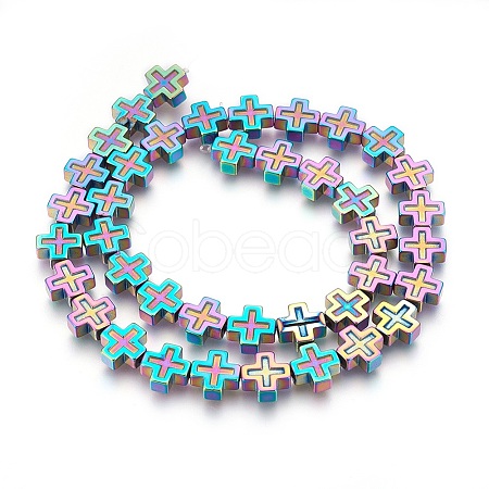 Electroplated Non-magnetic Synthetic Hematite Beads Strands G-P392-F03-1