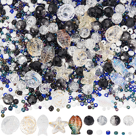 SUNNYCLUE Ocean Theme DIY Seed & Glass Beads Jewelry Making Finding Kit DIY-SC0024-64A-1