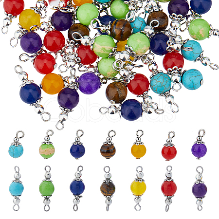 SUPERFINDINGS Chakra Theme Natural & Synthetic Mixed Gemstone Pendant & Link Connectors DIY Jewelry Making Finding Kits DIY-FH0006-77-1