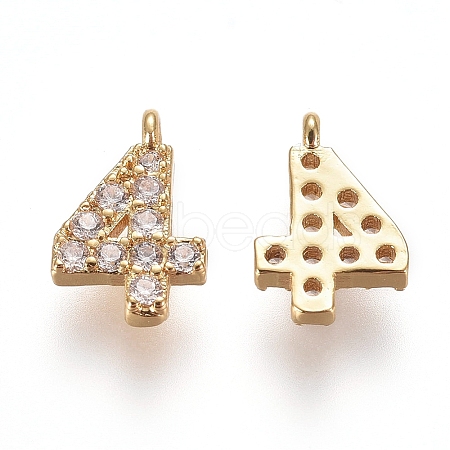 Brass Micro Pave Clear Cubic Zirconia Charms ZIRC-L075-60A-04G-1