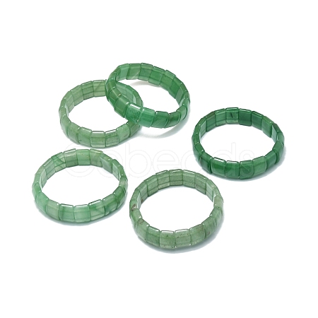 Natural Green Aventurine Rectangle Beaded Stretch Bracelet BJEW-E379-01H-1