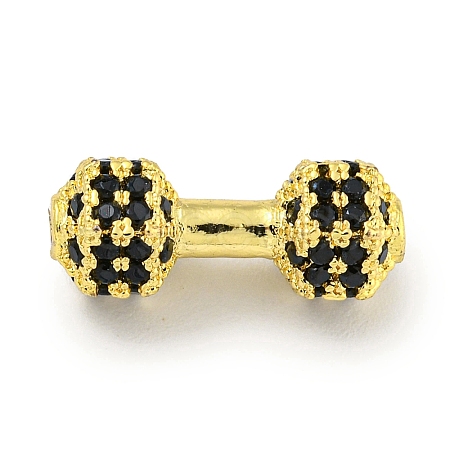 Brass Micro Pave Black Cubic Zirconia Beads KK-G493-34A-G01-1