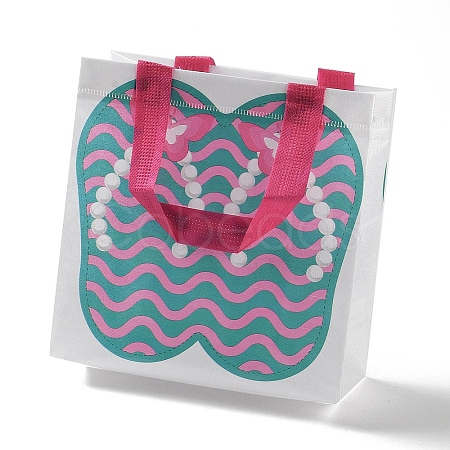 Summer Beach Theme Printed Flip Flops Non-Woven Reusable Folding Gift Bags with Handle ABAG-F009-E08-1