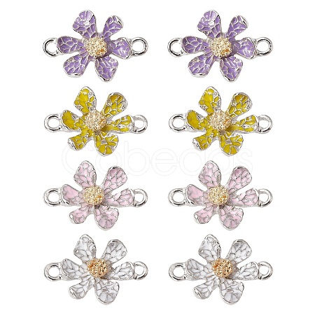 8Pcs 4 Colors Alloy Enamel Connector Charms FIND-YW0003-74-1