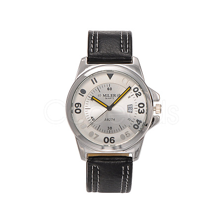 Stainless Steel Leather Quartz Wristwatches WACH-N037-04D-1