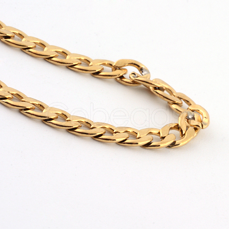 Vacuum Plating 201 Stainless Steel Curb Chains  Necklaces NJEW-R063-39G-1
