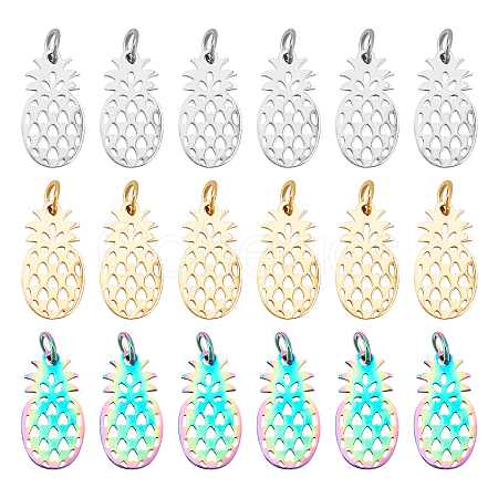 DICOSMETIC 18Pcs 3 Colors 201 Stainless Steel Pendants STAS-DC0002-88-1