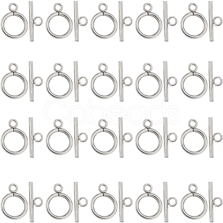 SUNNYCLUE 40Pcs 304 Stainless Steel Ring Toggle Clasps STAS-SC0007-42B-1