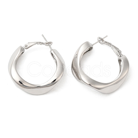 Brass Twist Hoop Earrings for Women EJEW-K248-16P-1