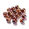 UV Plating Rainbow Iridescent Acrylic Beads, with Gold Foil, Round, Sienna, 13mm, Hole: 2mm