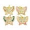 Brass Micro Pave Clear Cubic Zirconia Pendants, with Enemal Real 18K Gold Plated, Beutterfly, Mixed Color, 18x23x3mm, Hole: 4mm