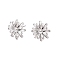 Anti-Tarnish Rhodium Plated 925 Sterling Silver Stud Earring Findings, for Half Drilled Beads, with S925 Stamp, Flower, Platinum, 13.5x13.5x2.5mm, Pin: 0.7mm