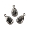 304 Stainless Steel Pave Natural Labradorite Teardrop Charms, Stainless Steel Color, 10.5x6x4mm, Hole: 1.4mm