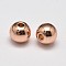 Rack Plating and PVD Vacuum Plating Brass Round Spacer Beads, Cadmium Free & Lead Free, Rose Gold, 3mm, Hole: 1mm