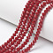 Opaque Solid Color Imitation Jade Glass Beads Strands, Faceted, Rondelle, FireBrick, 3.5~3.8x3mm, Hole: 0.4mm, about 113~115pcs/strand, 32.5~33cm