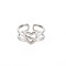 Non-Tarnish 304 Stainless Steel Heart Wrap Open Cuff Ring for Women, Stainless Steel Color, US Size 7 1/4(17.5mm)