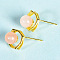 Natural Rose Quartz Studs Earrings, Jewelry for Women, Golden, 9.8mm