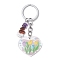 Valentine's Day Acrylic Heart Pendant Keychain, Glass & Natural South Red Agate & Amethyst Chip Keychain, Stainless Steel Color, 8.8cm