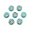 Synthetic Turquoise Beads, with Golden Tone Brass Slices, Flat Round, Paw Print, 15x4mm, Hole: 1mm