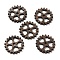 Walnut Wood Hollow Pendants, Gear Charms with Star, Undyed, Coffee, 23.5x2.5mm, Hole: 2.8mm