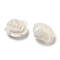 Synthetic Shell Dyed Carved Beads, Flower, Half Hole, White, 9.5x6.3mm, Hole: 1mm