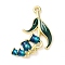 Alloy Enamel Pendants, Long-Lasting Plated, Golden, Flower Charm, Dark Cyan, 29.5x21x3.5mm, Hole: 1.6mm