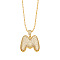 Brass Micro Pave Cubic Zirconia Pendant Necklaces, Golden, Letter M, 16.54 inch(42cm), Pendant: 24~30x13~22mm