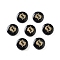 Dyed Black Synthetic Turquoise Beads, with Golden Tone Brass Slices, Flat Round with Constellations, Pisces, 15x4.5mm, Hole: 1mm