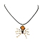 Braided Glass Seed Bead Spider Pendant Necklaces, Waxed Cotton Cord Necklaces for Women, Sandy Brown, 19.69 inch(50cm)