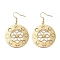 304 Stainless Steel Dangle Earrings, Flat Round, Golden, 54.5x35mm