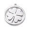 Non-Tarnish 304 Stainless Steel Pendants, Manual Polishing, Ring with Clover, Stainless Steel Color, 28.5x25.5x1.5mm, Hole: 2mm