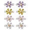 8Pcs 4 Colors Alloy Enamel Connector Charms, Platinum, Flower Links, Mixed Color, 11.5x17.5x3.5mm, Hole: 1.6mm, 2pcs/color